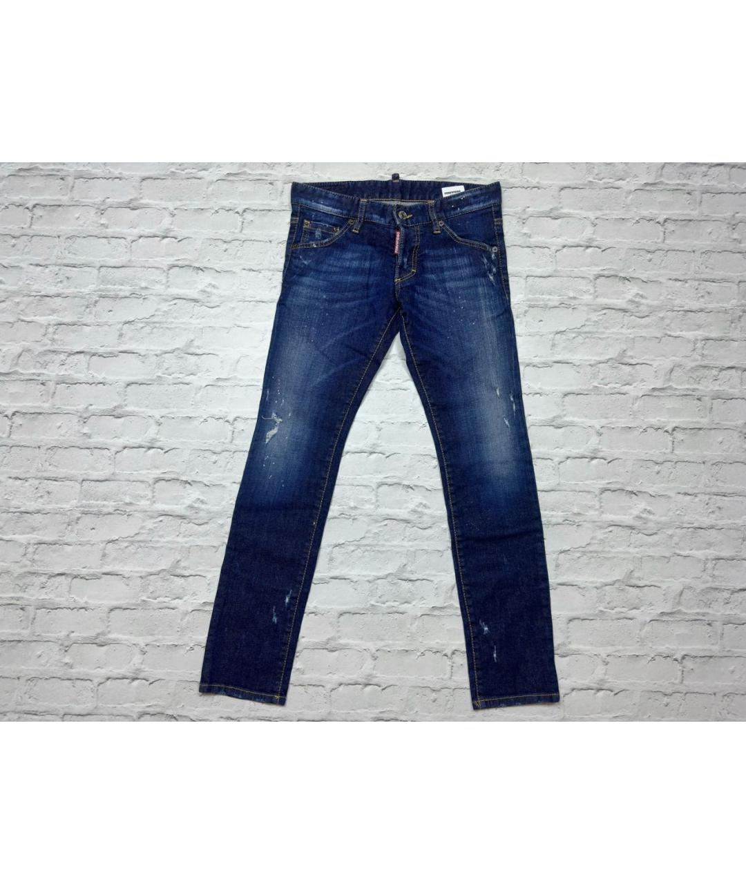 DSQUARED2 Темно-синие хлопко-эластановые джинсы слим, фото 9