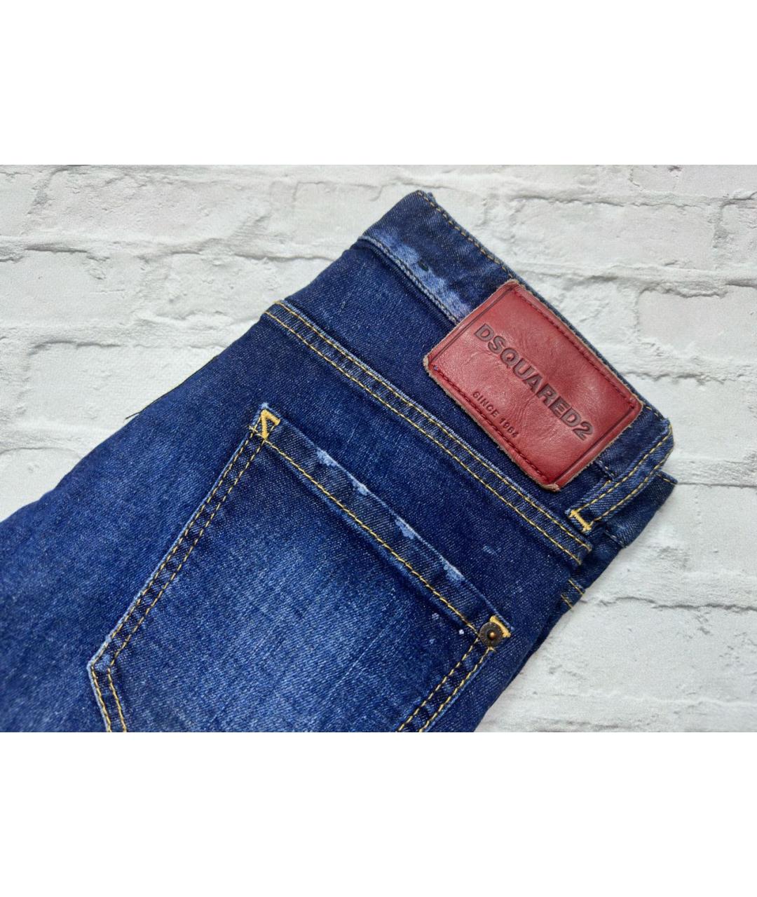 DSQUARED2 Темно-синие хлопко-эластановые джинсы слим, фото 3