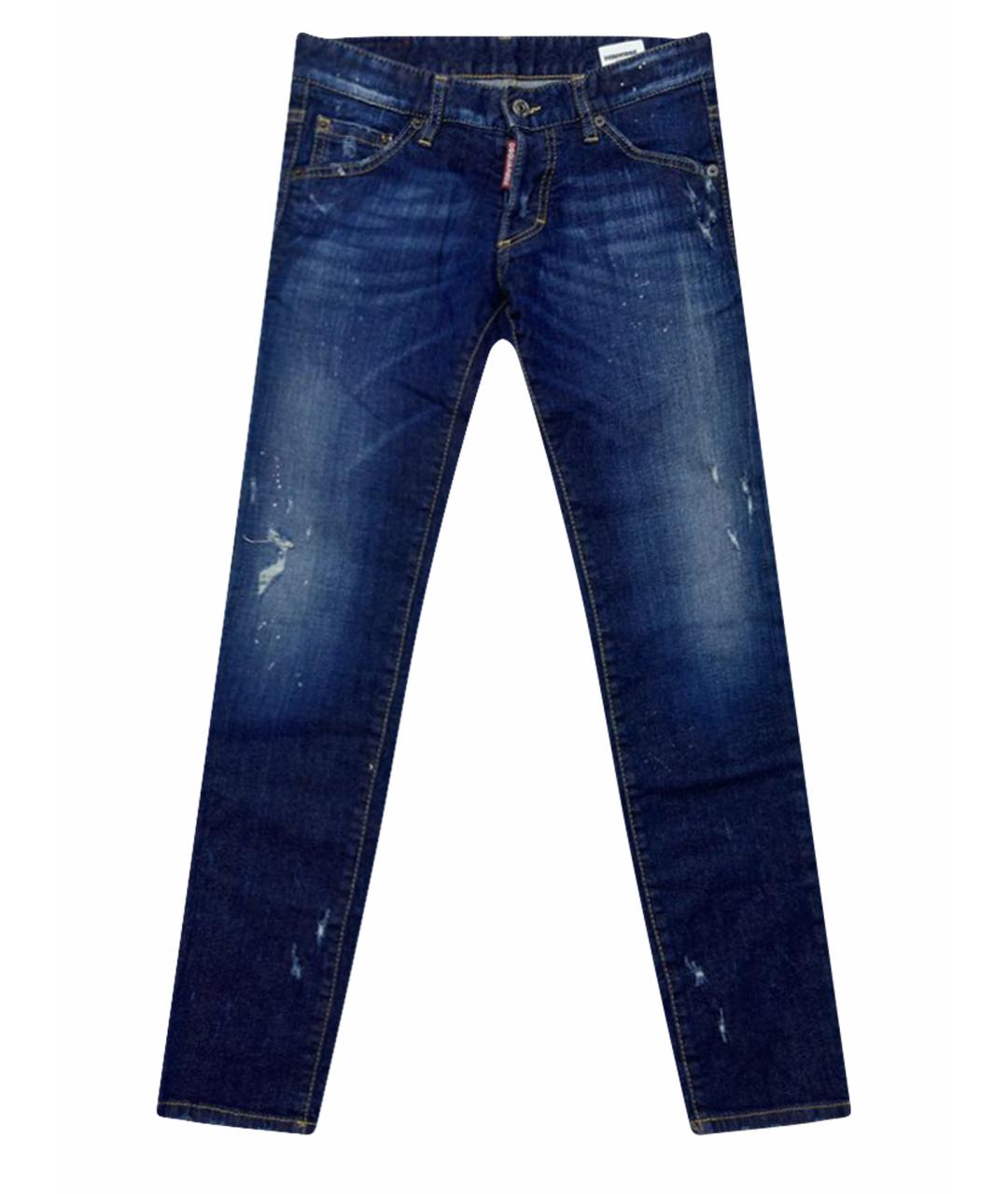 DSQUARED2 Темно-синие хлопко-эластановые джинсы слим, фото 1
