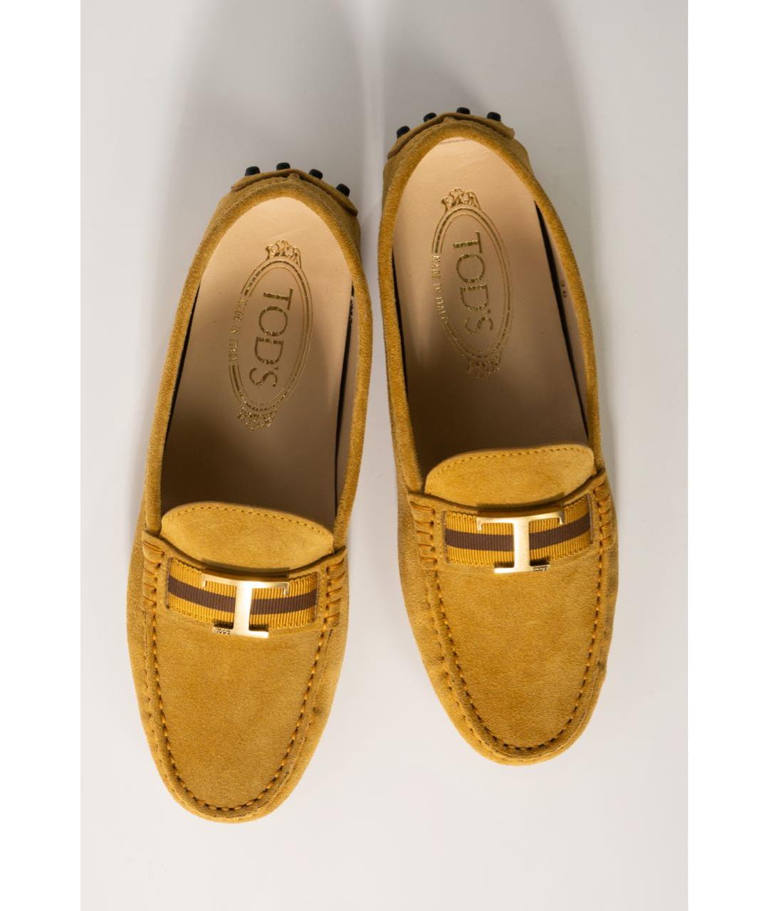 TOD'S Горчичные замшевые мокасины, фото 3