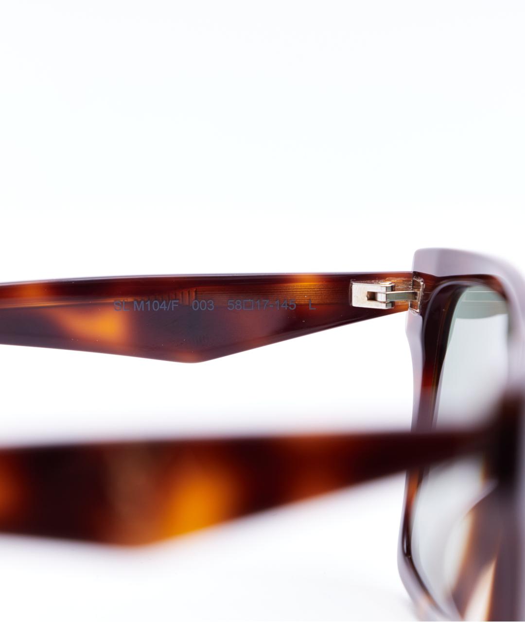 SAINT LAURENT Коричневые пластиковые солнцезащитные очки, фото 8