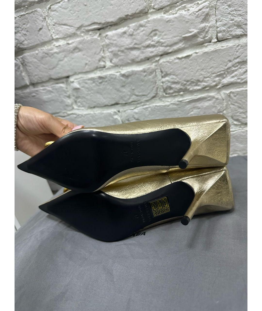 BALENCIAGA Золотые кожаные туфли, фото 7