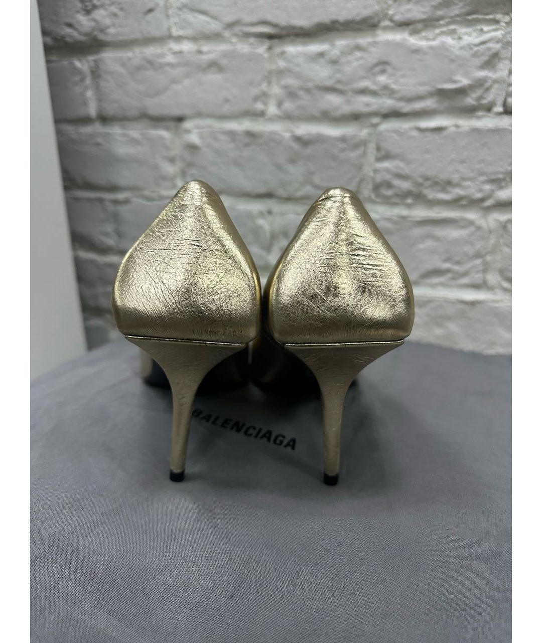 BALENCIAGA Золотые кожаные туфли, фото 4