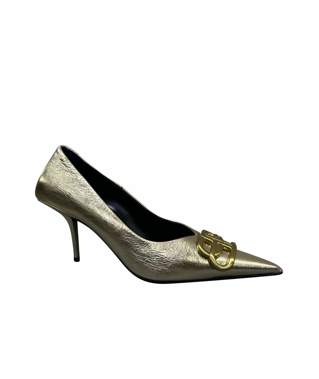 BALENCIAGA Золотые кожаные туфли, фото 1