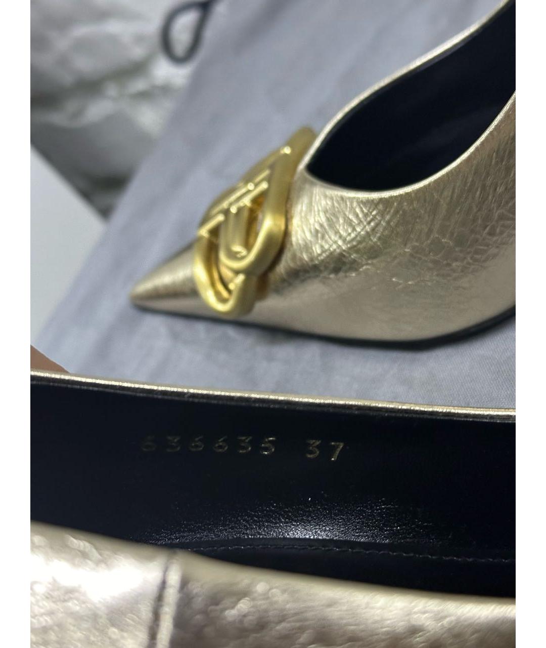 BALENCIAGA Золотые кожаные туфли, фото 6