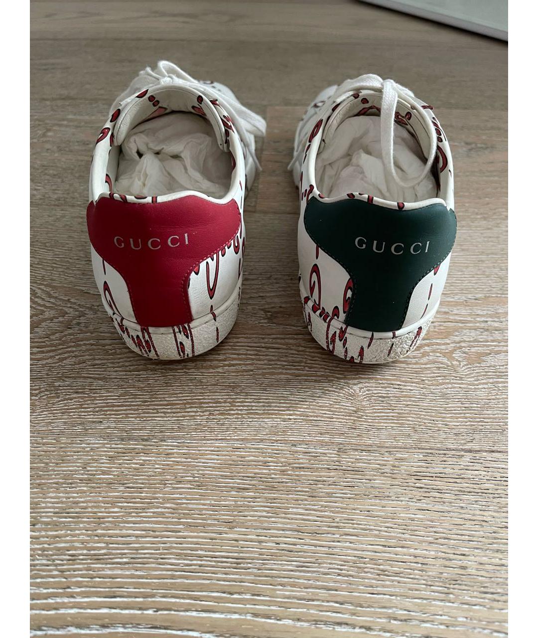 GUCCI Белые кожаные кеды, фото 4