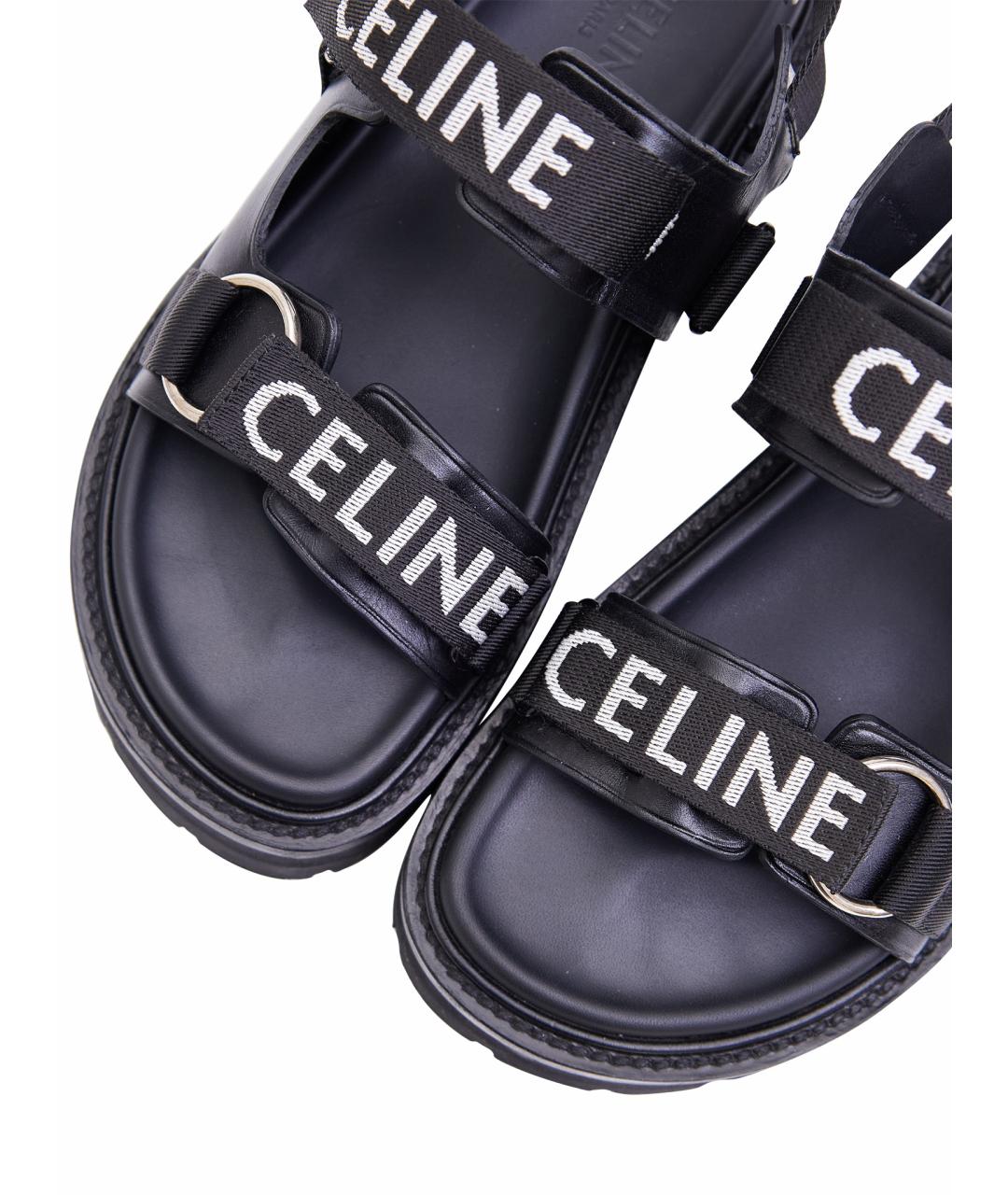 CELINE Черные кожаные сандалии, фото 16