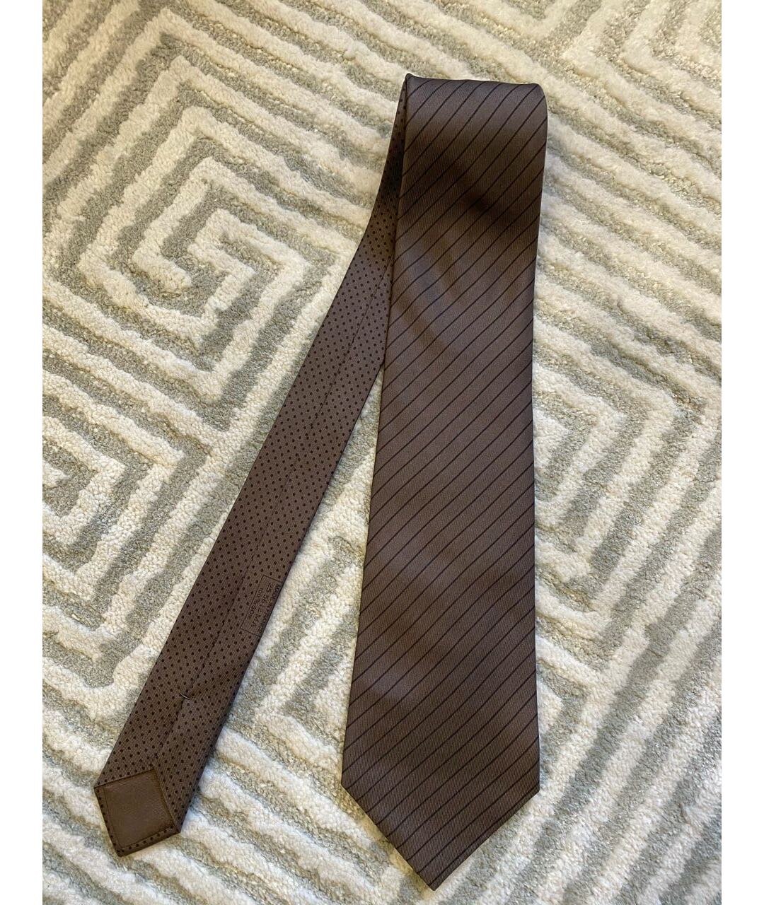 HERMES PRE-OWNED Коричневый шелковый галстук, фото 9