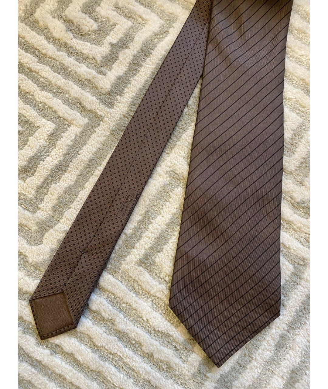 HERMES PRE-OWNED Коричневый шелковый галстук, фото 2