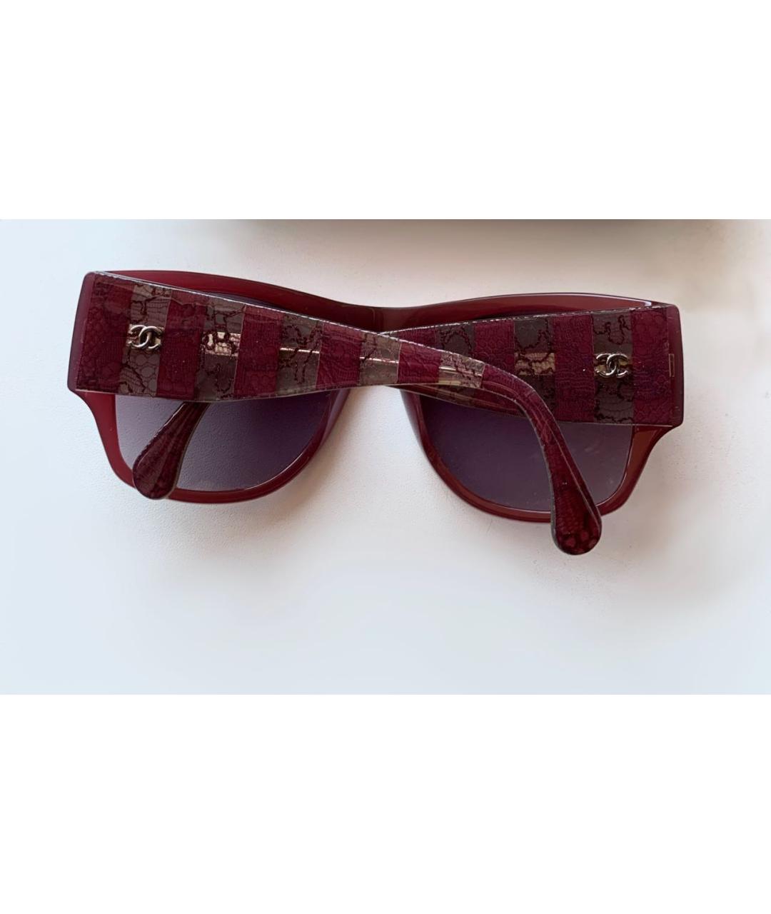CHANEL PRE-OWNED Бордовые пластиковые солнцезащитные очки, фото 2