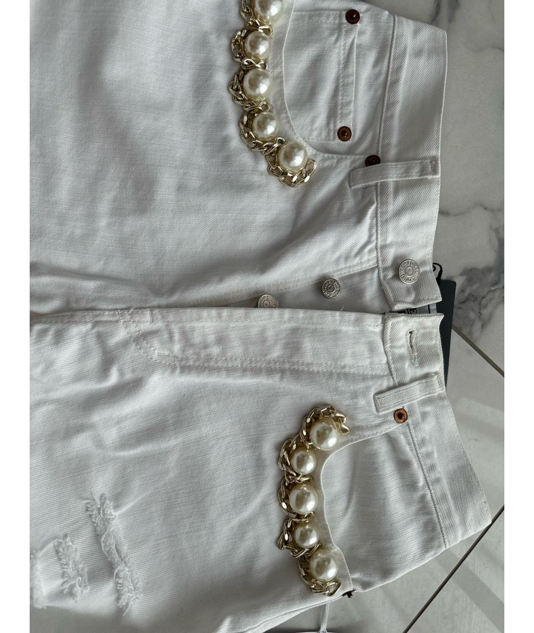 FORTE COUTURE Белые хлопковые прямые джинсы, фото 5