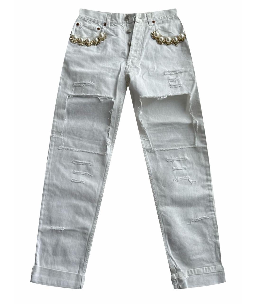 FORTE COUTURE Белые хлопковые прямые джинсы, фото 1