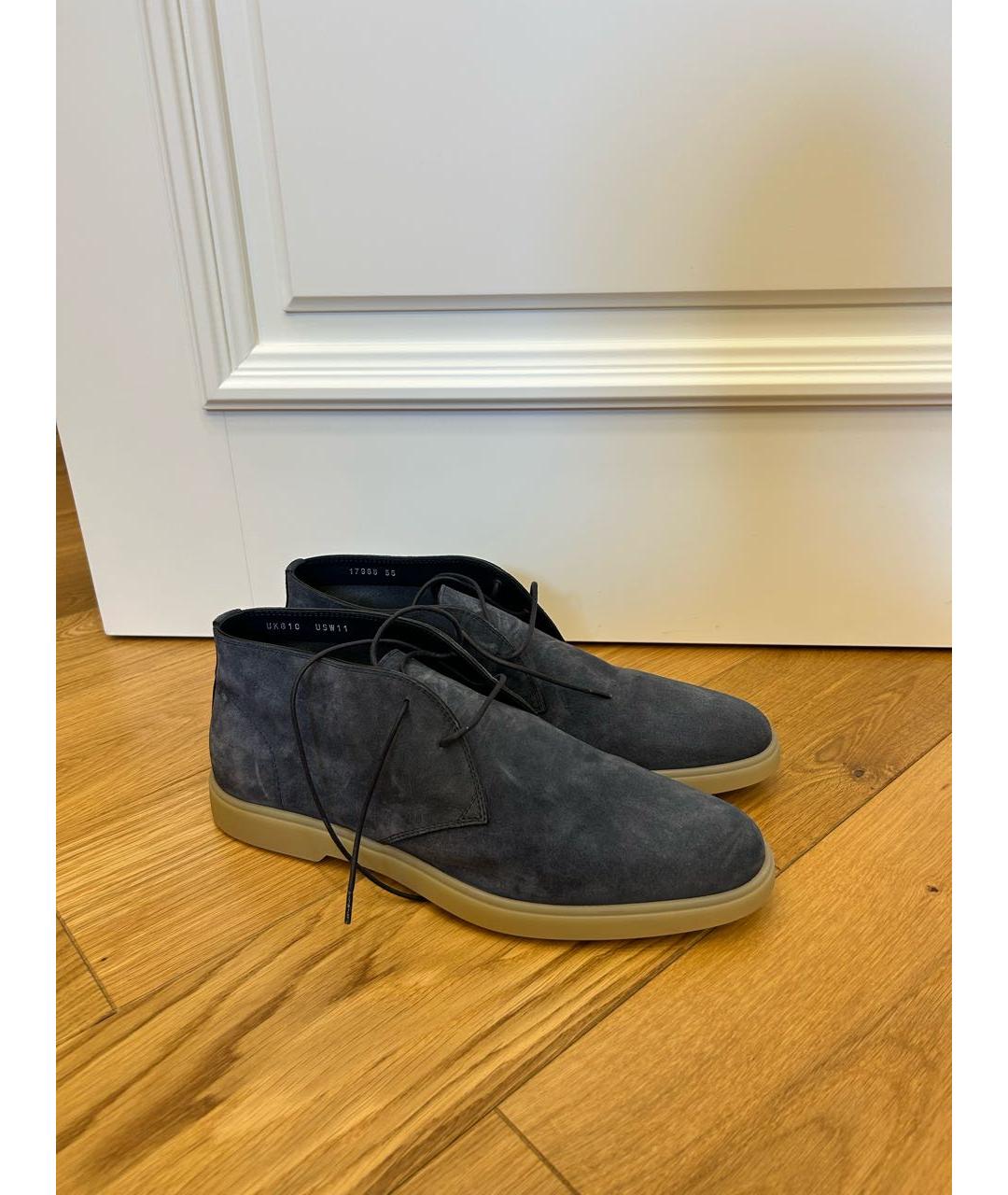 SANTONI Темно-синие замшевые высокие ботинки, фото 6