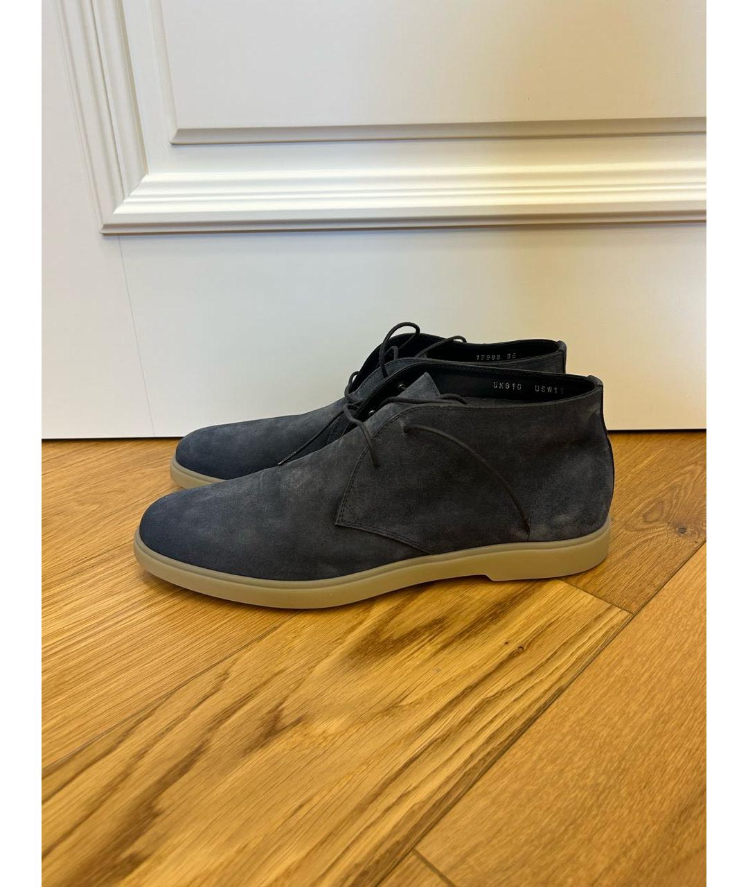 SANTONI Темно-синие замшевые высокие ботинки, фото 3