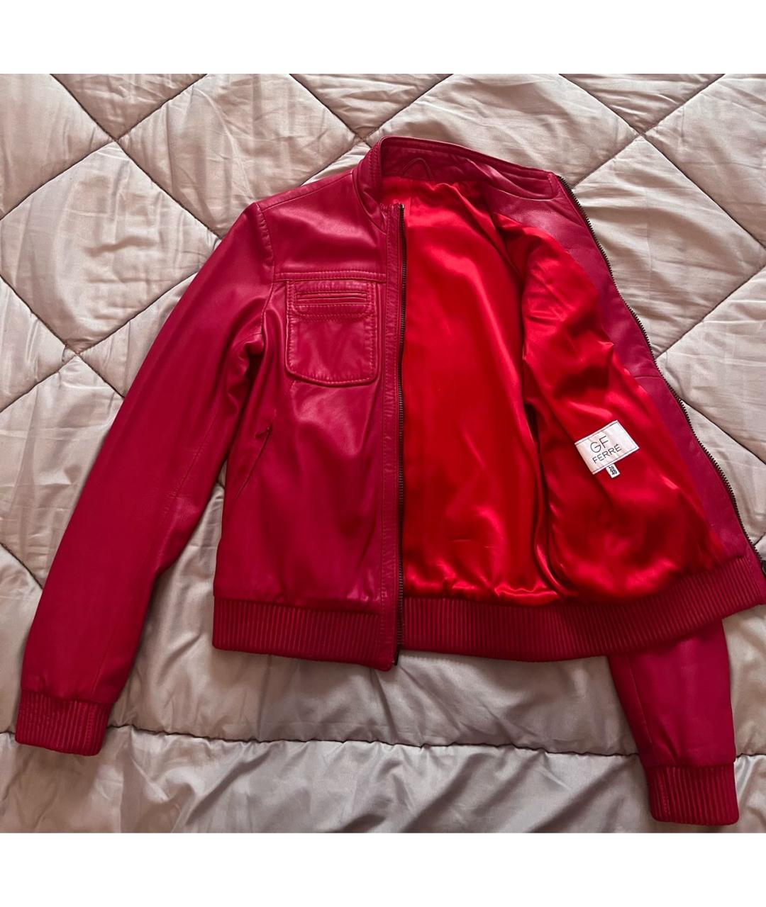 GIANFRANCO FERRE Красная кожаная куртка, фото 3