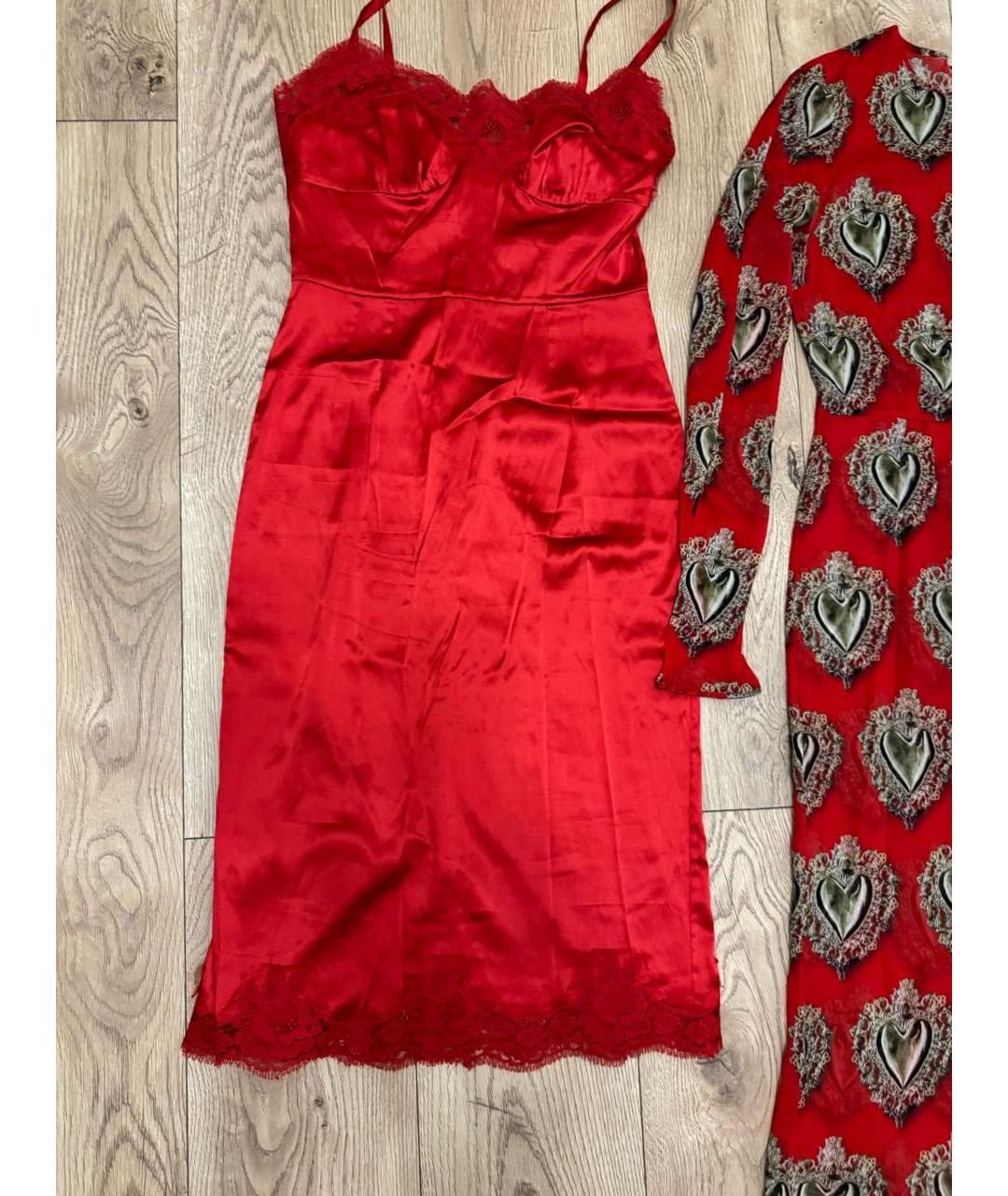 DOLCE&GABBANA Красное шифоновое повседневное платье, фото 2