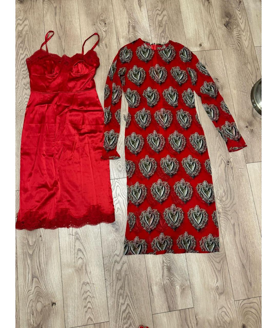 DOLCE&GABBANA Красное шифоновое повседневное платье, фото 9