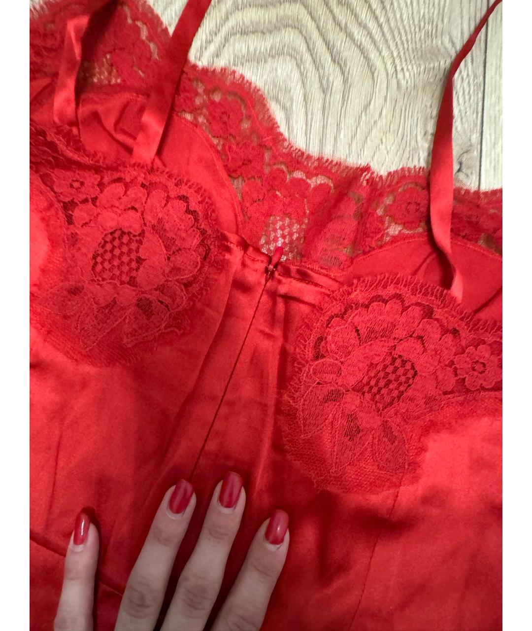 DOLCE&GABBANA Красное шифоновое повседневное платье, фото 3
