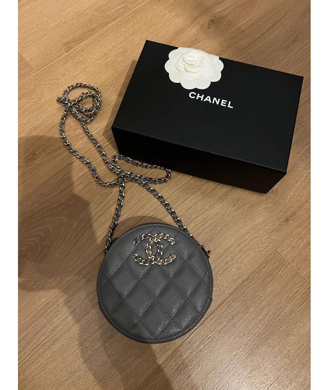 CHANEL PRE-OWNED Серая кожаная сумка через плечо, фото 7