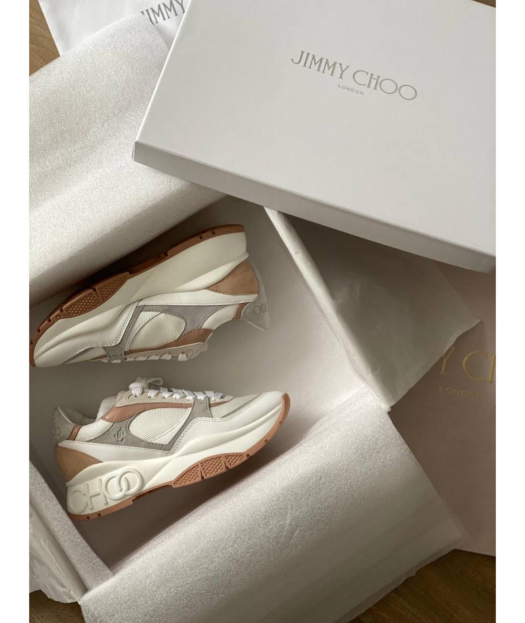 JIMMY CHOO Белые кожаные кроссовки, фото 8