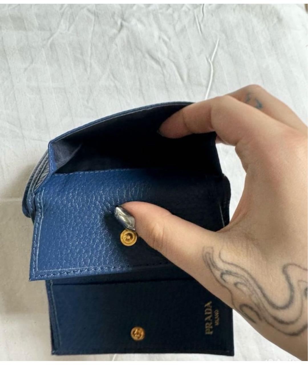 PRADA Темно-синий кожаный кошелек, фото 5