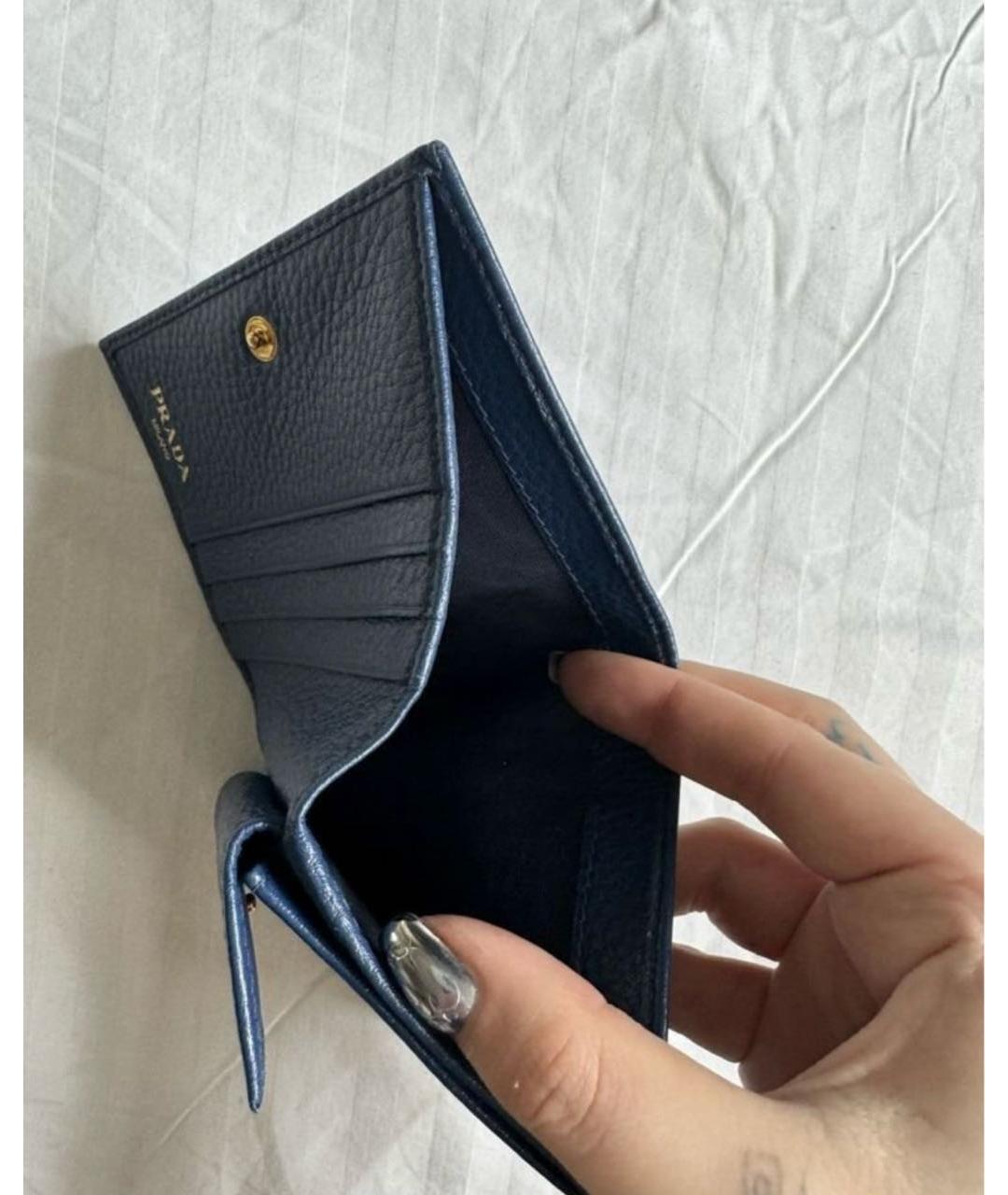 PRADA Темно-синий кожаный кошелек, фото 6
