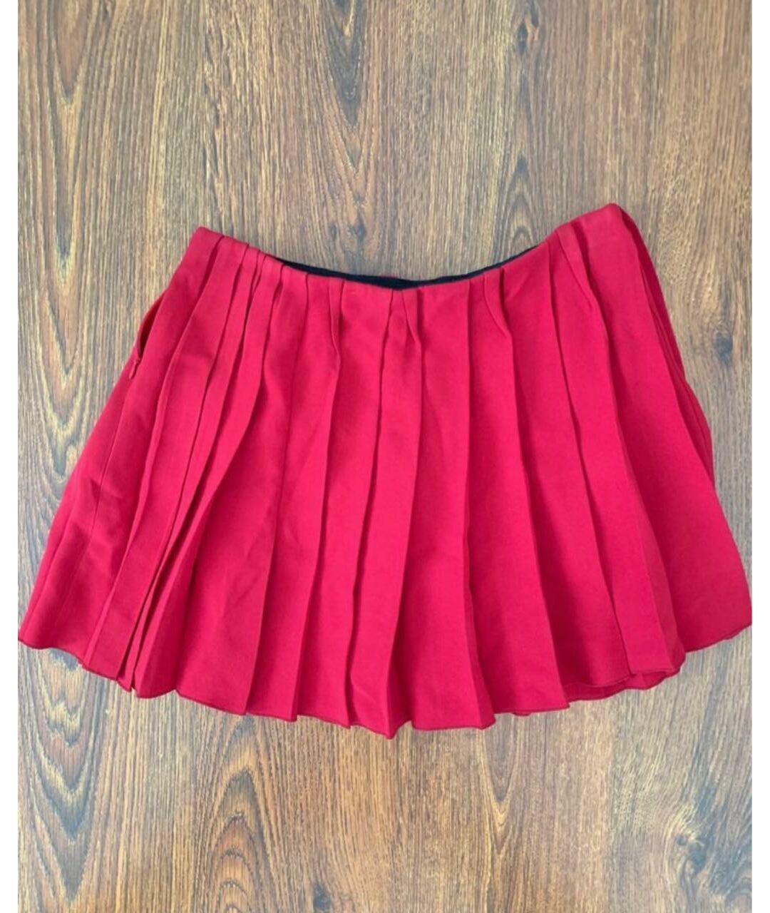 MIU MIU Красная вискозная юбка мини, фото 5