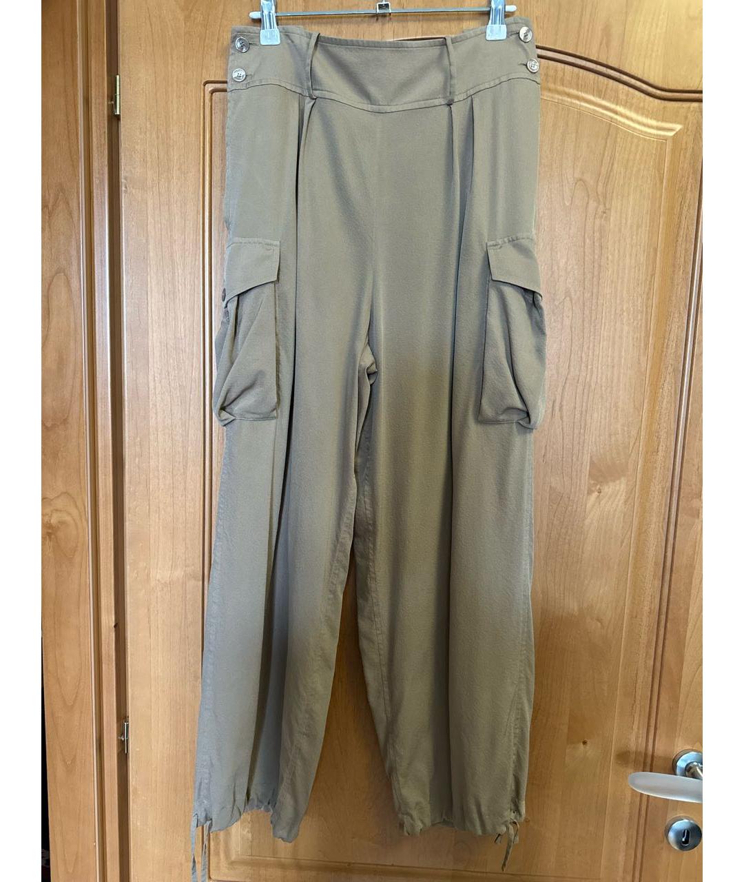 HERMES Бежевые шелковые брюки широкие, фото 9