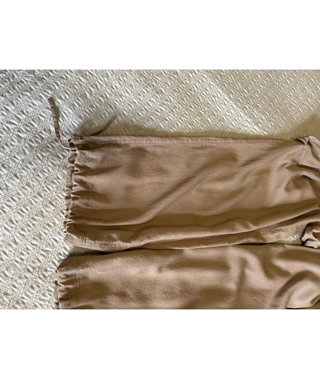 HERMES Бежевые шелковые брюки широкие, фото 8