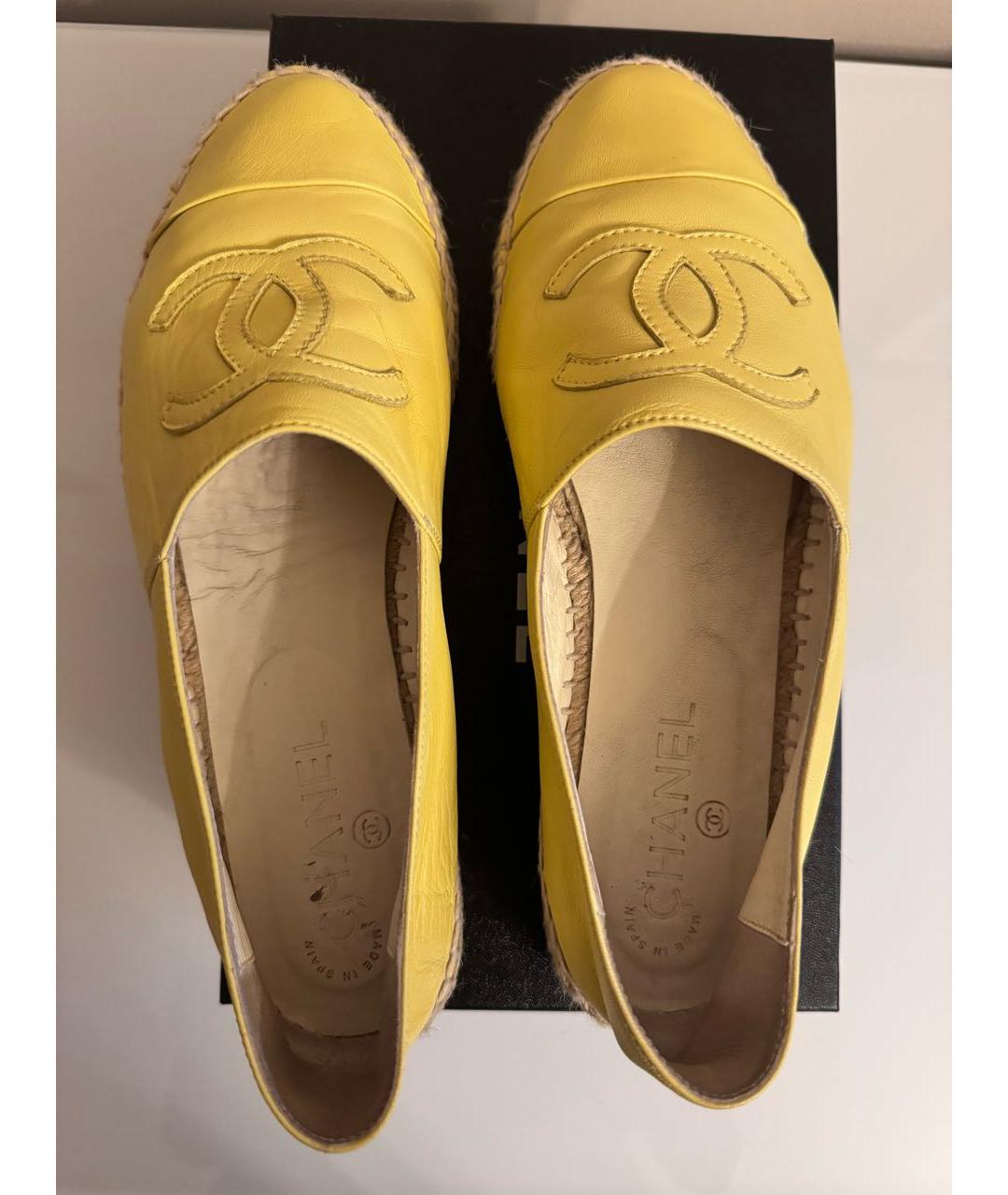 CHANEL PRE-OWNED Желтые кожаные эспадрильи, фото 3