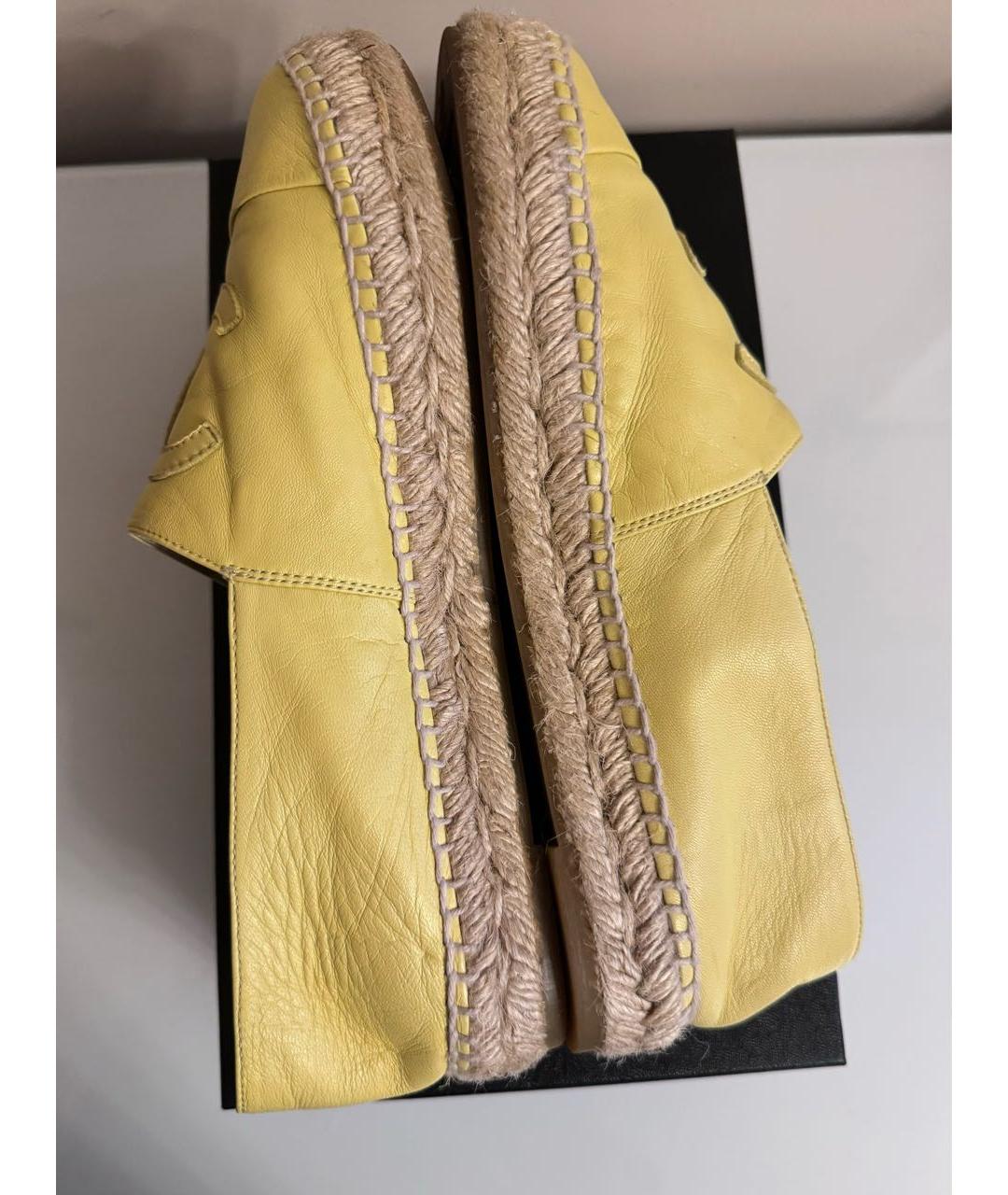 CHANEL PRE-OWNED Желтые кожаные эспадрильи, фото 8