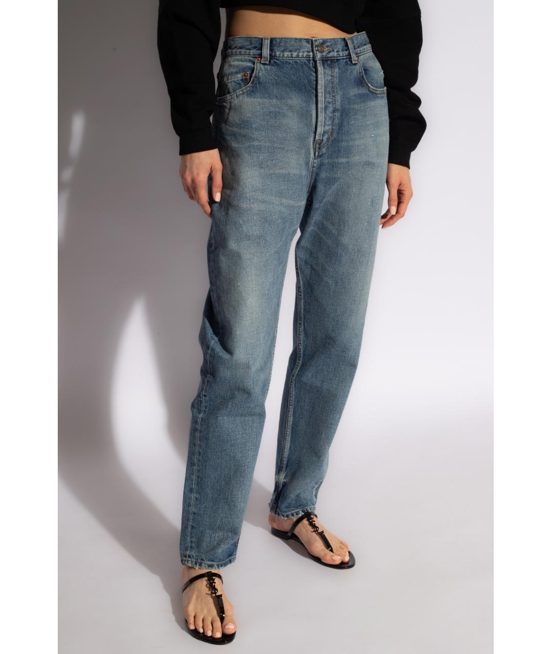 SAINT LAURENT Синие хлопковые прямые джинсы, фото 4