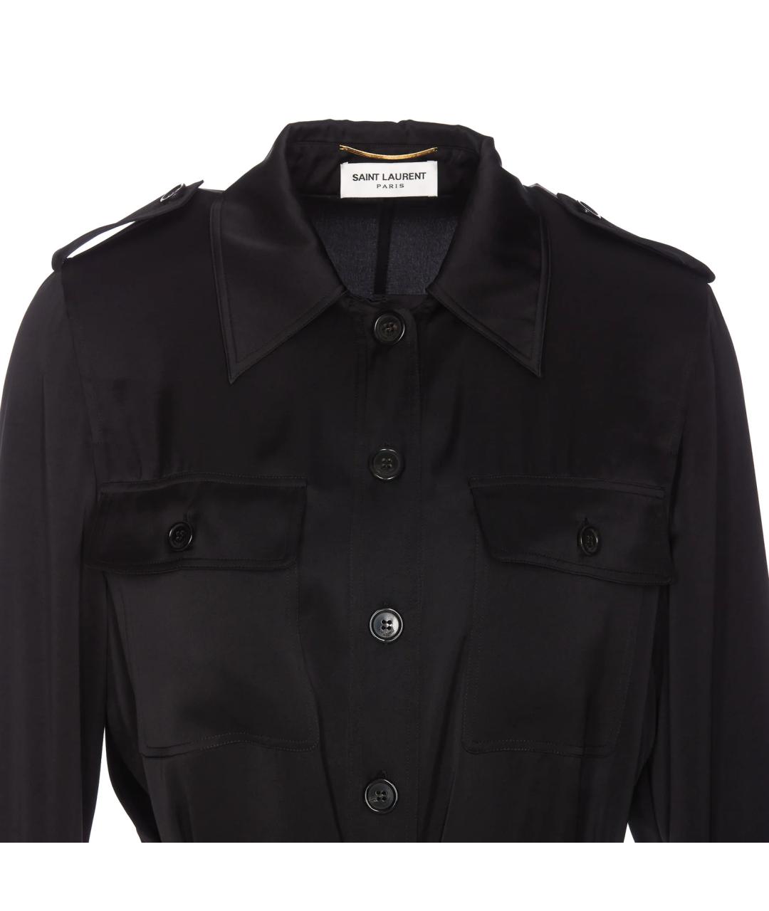 SAINT LAURENT Черное полиэстеровое платье, фото 4