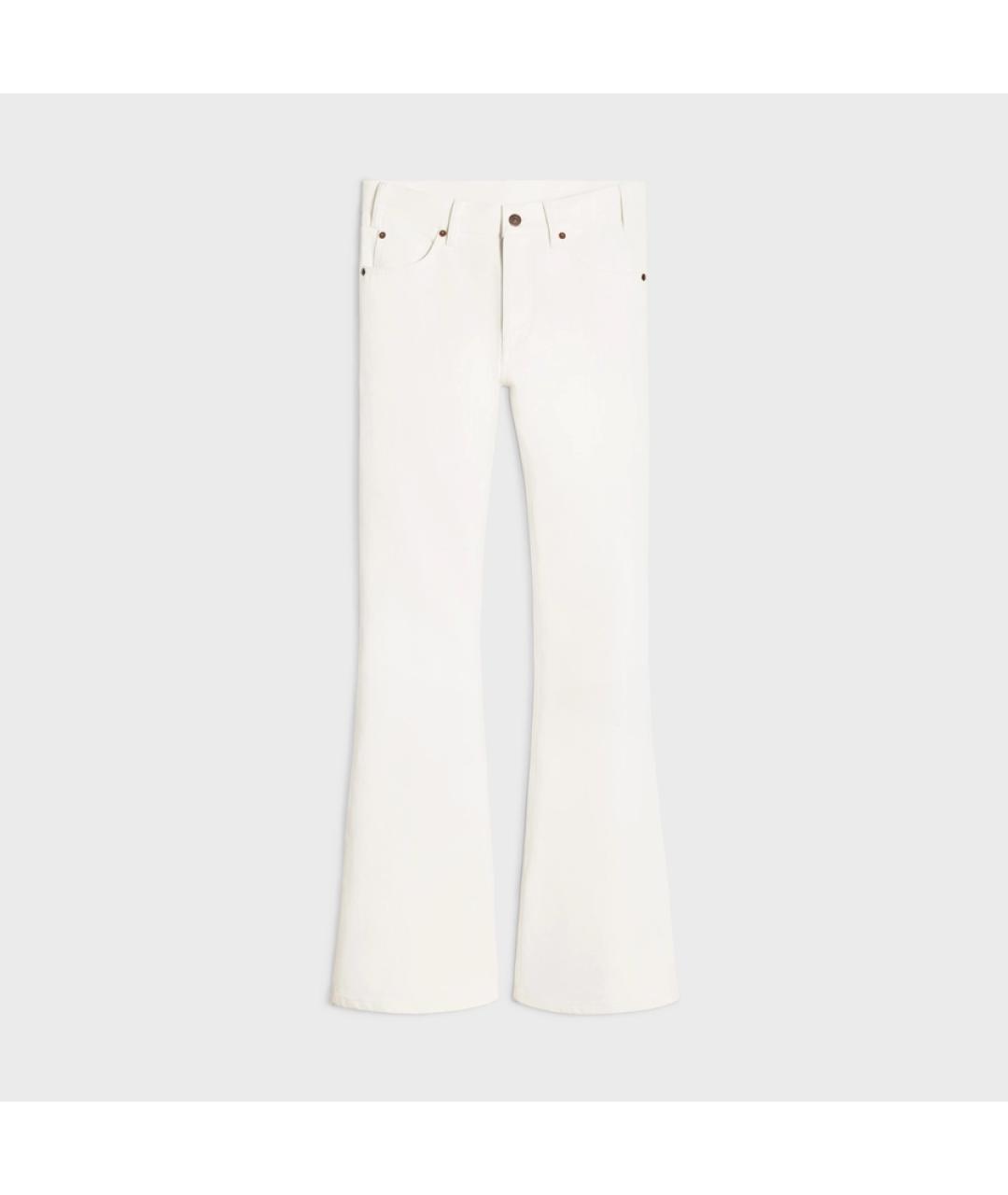 CELINE Белые хлопковые джинсы клеш, фото 5