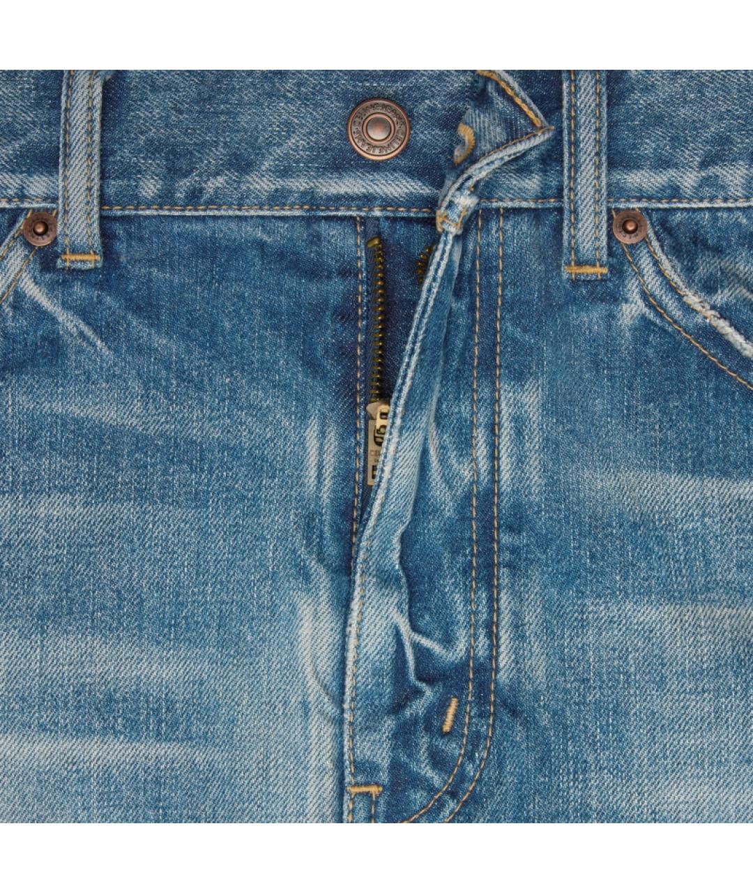 CELINE Синие хлопковые прямые джинсы, фото 4