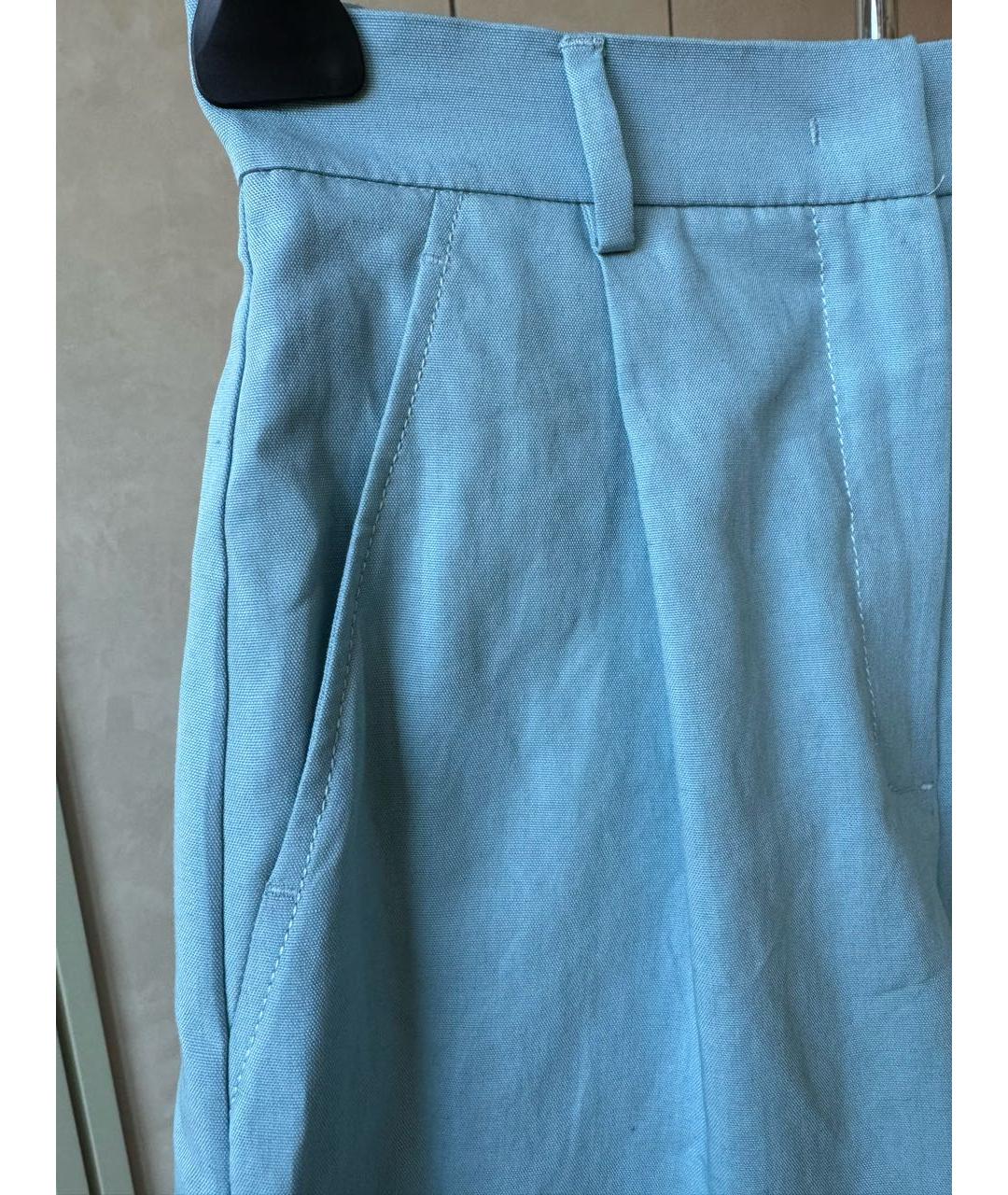 WEEKEND MAX MARA Голубые льняные шорты, фото 3