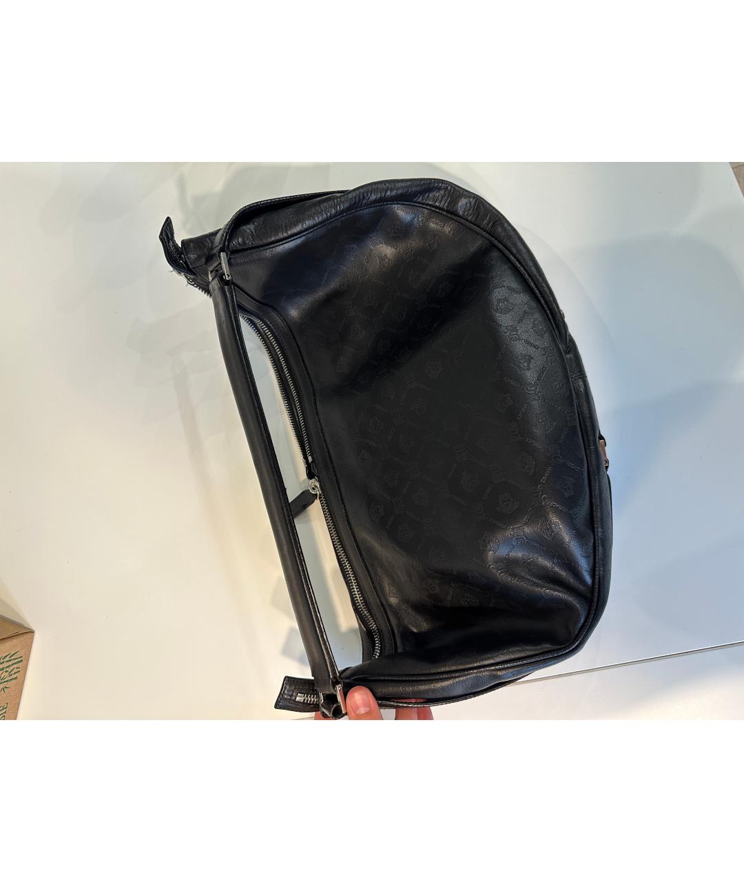 VERSACE Черная кожаная сумка с короткими ручками, фото 3