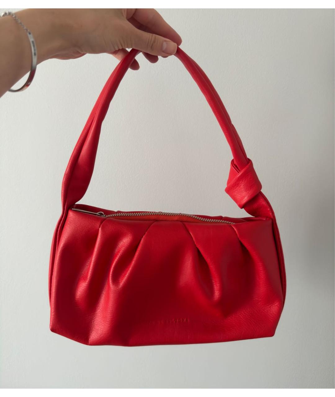 Principe di Bologna Красная кожаная сумка с короткими ручками, фото 9