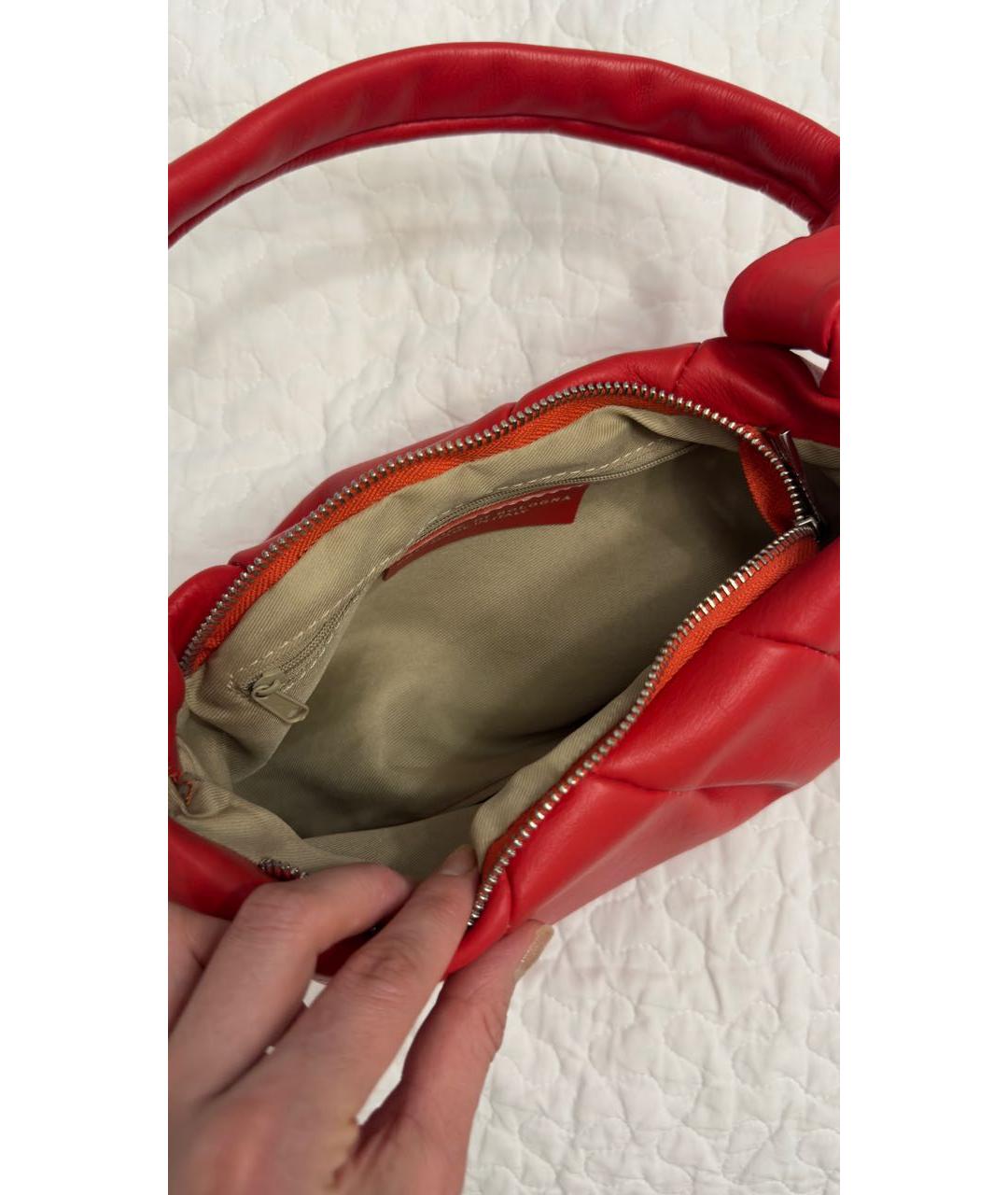 Principe di Bologna Красная кожаная сумка с короткими ручками, фото 4