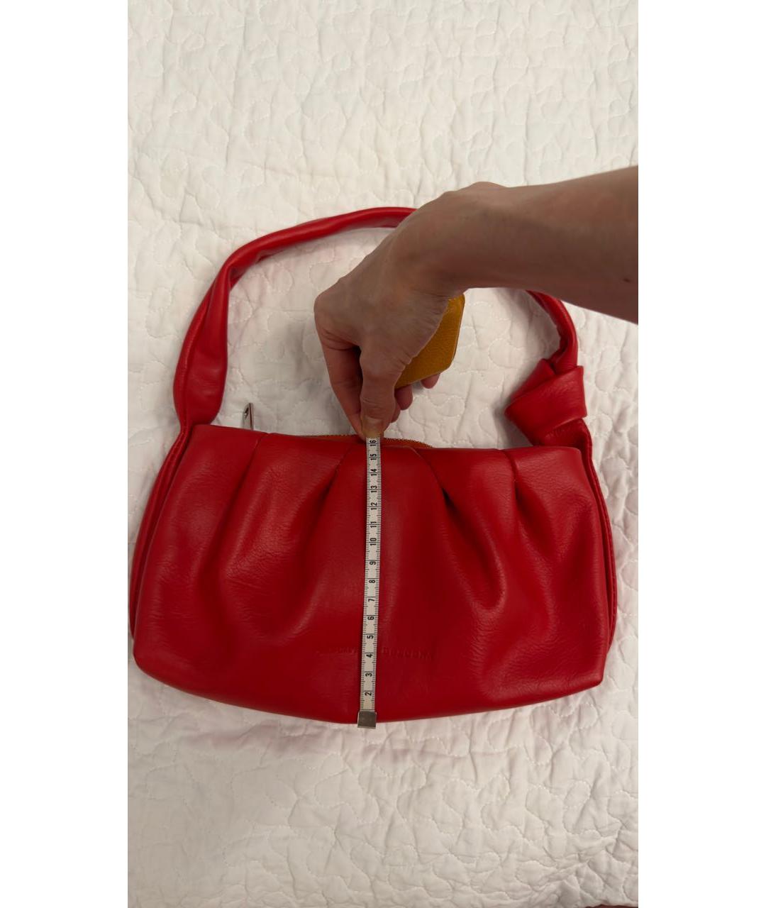 Principe di Bologna Красная кожаная сумка с короткими ручками, фото 6