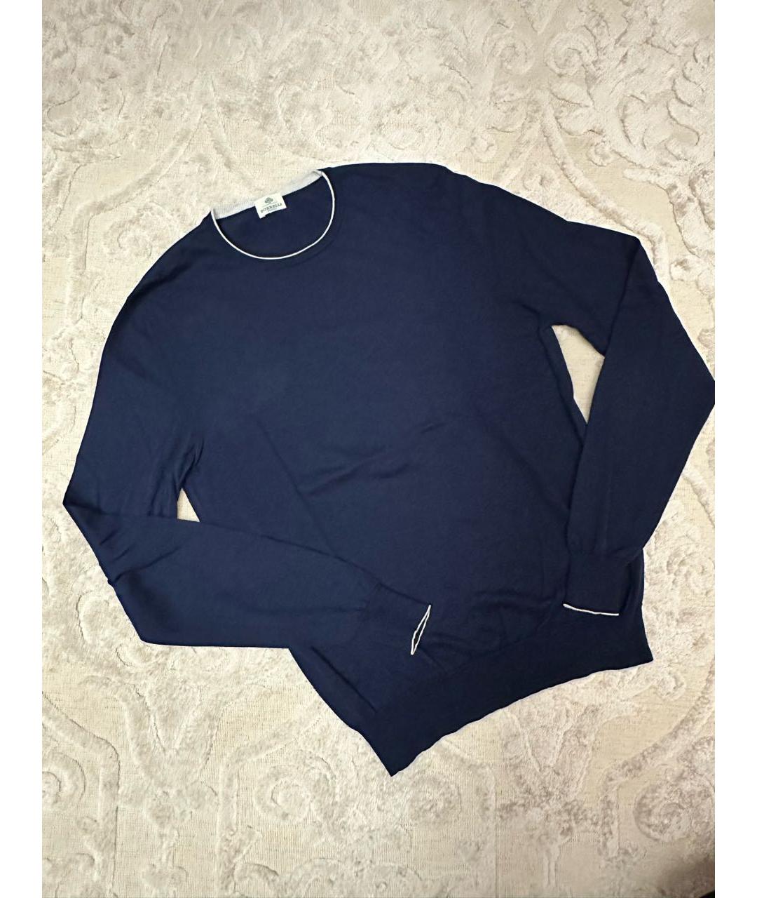LUIGI BORRELLI Синий хлопковый джемпер / свитер, фото 5