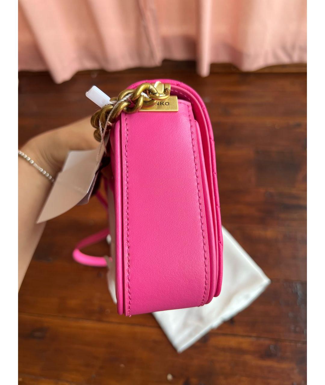 PINKO Розовая кожаная сумка через плечо, фото 2