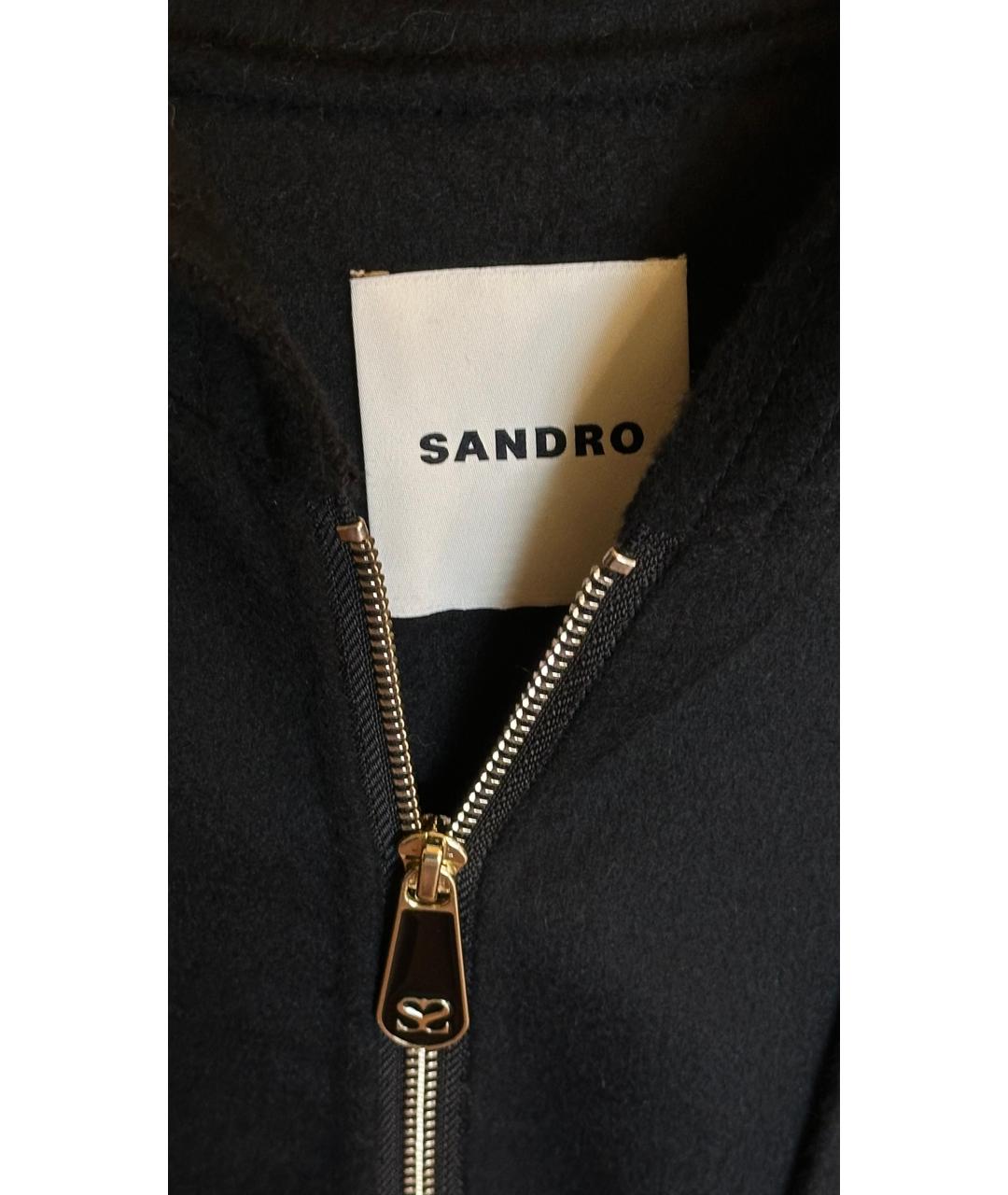 SANDRO Черное шерстяное пальто, фото 4