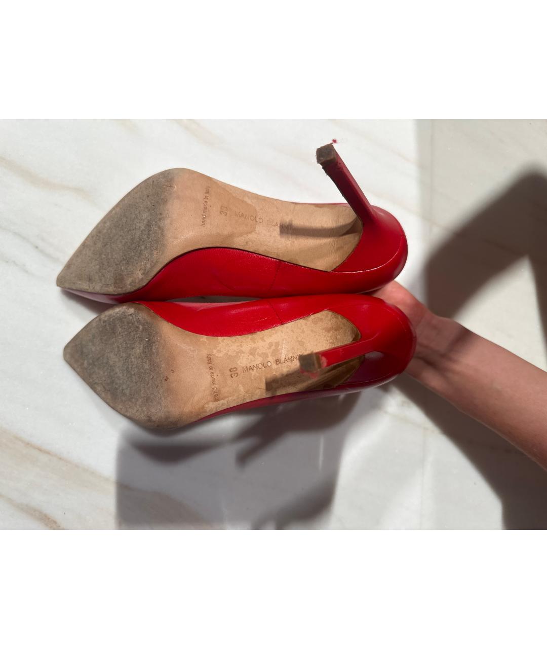 MANOLO BLAHNIK Красные кожаные туфли, фото 5