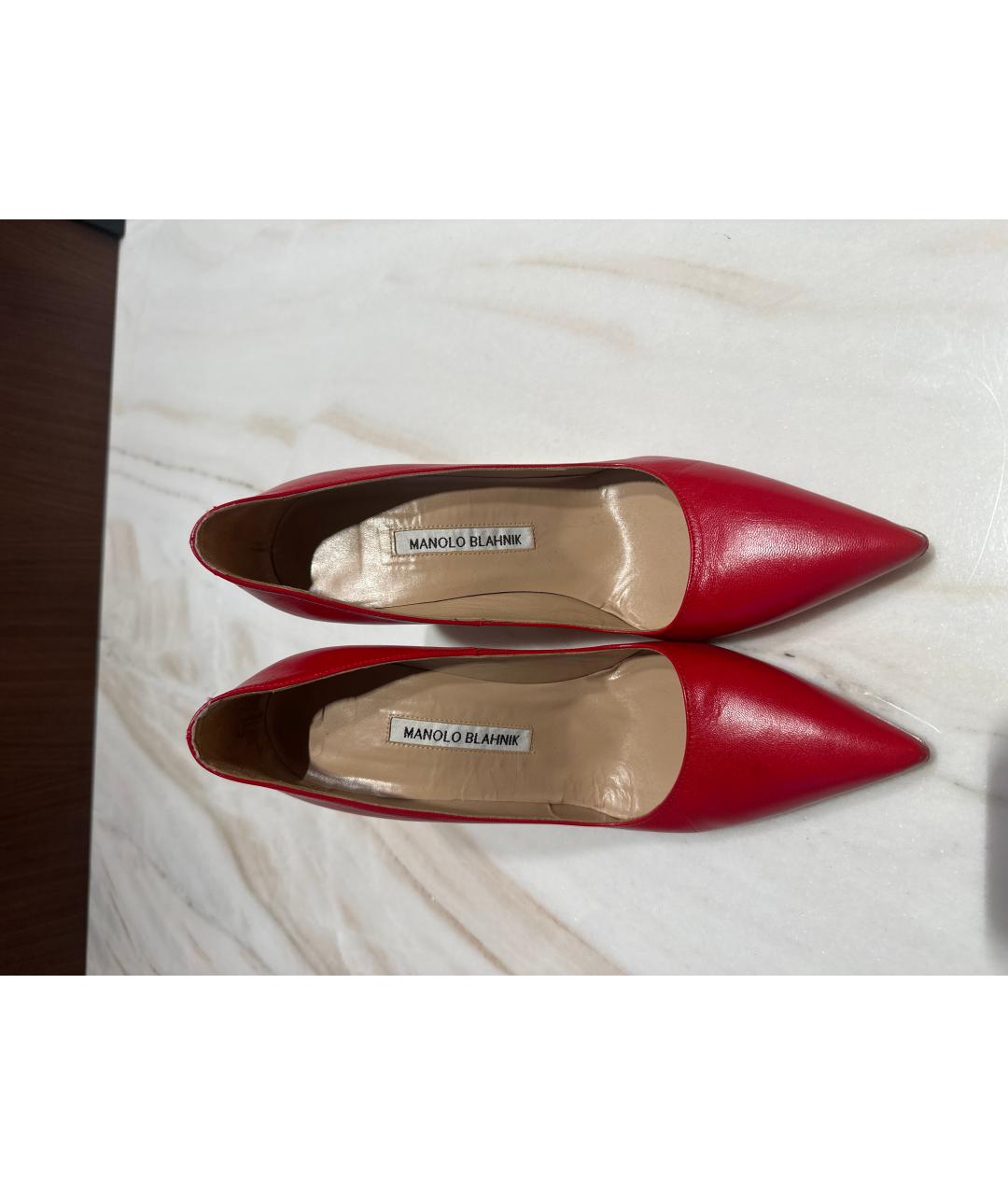 MANOLO BLAHNIK Красные кожаные туфли, фото 2