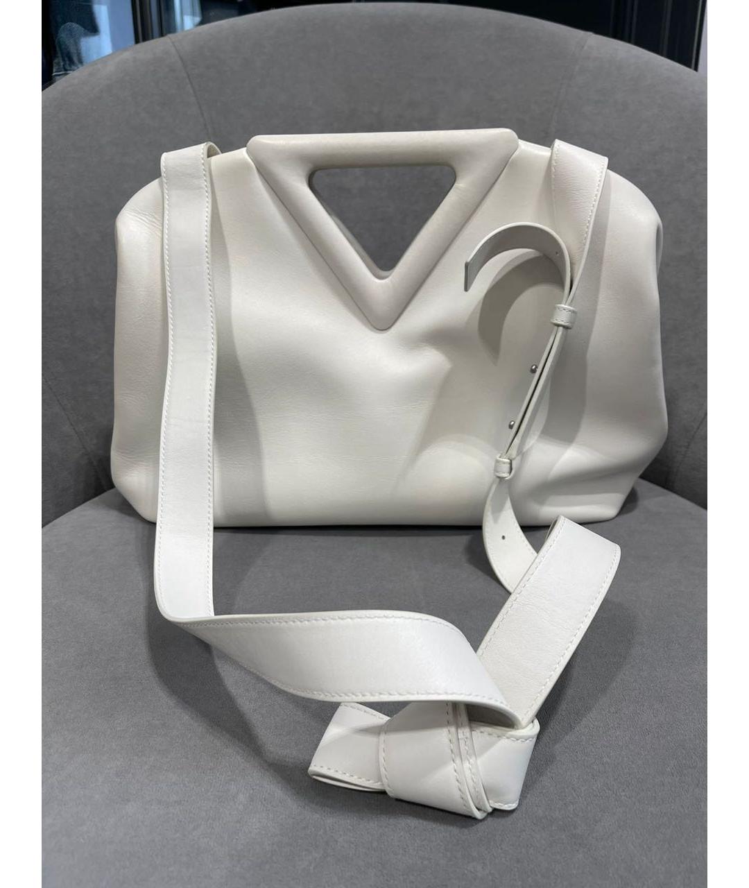 BOTTEGA VENETA Белая кожаная сумка через плечо, фото 5