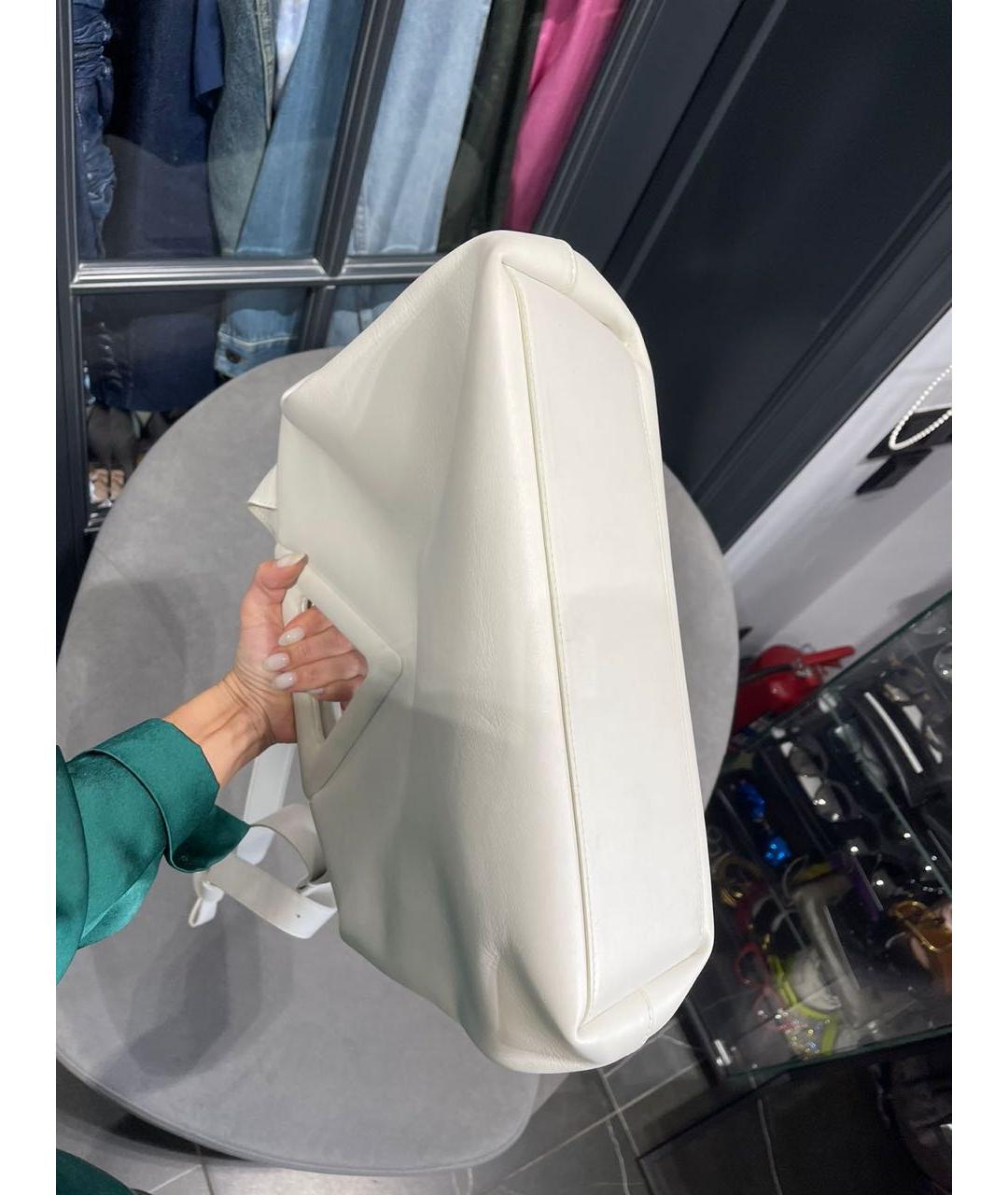 BOTTEGA VENETA Белая кожаная сумка через плечо, фото 4