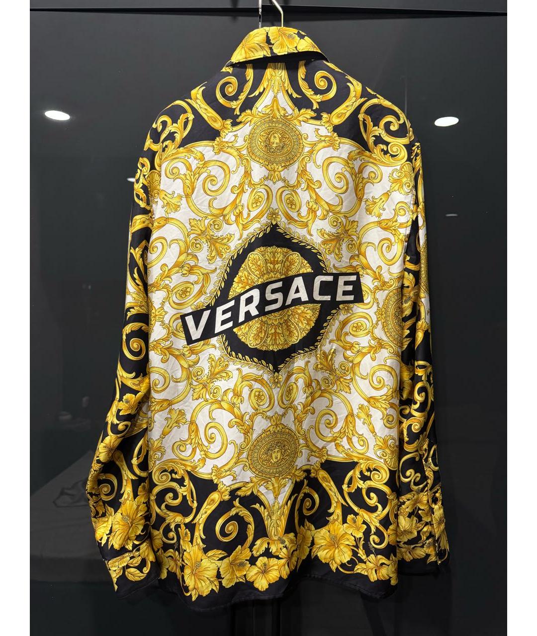 VERSACE Желтая шелковая кэжуал рубашка, фото 2