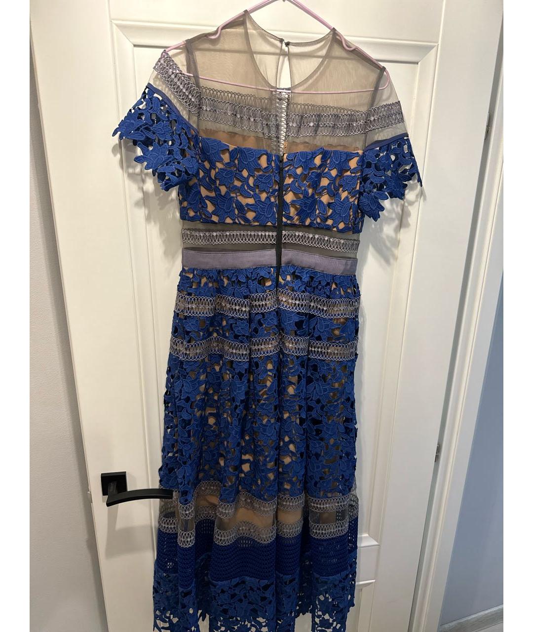 SELF-PORTRAIT Синее кружевное коктейльное платье, фото 3