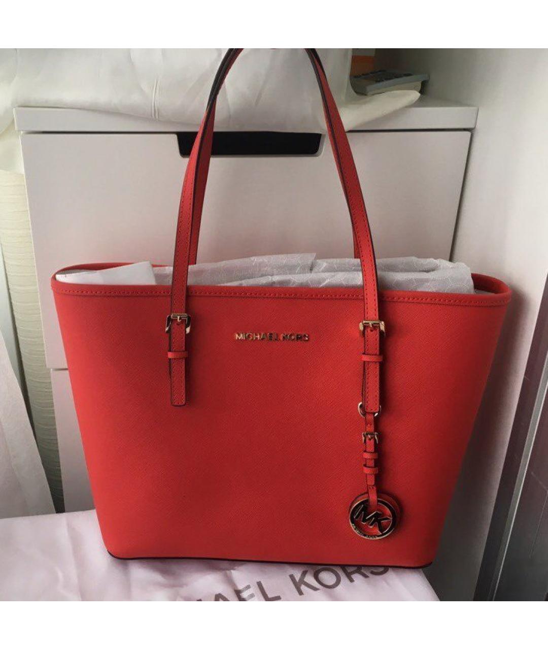 MICHAEL KORS Красная кожаная сумка тоут, фото 2